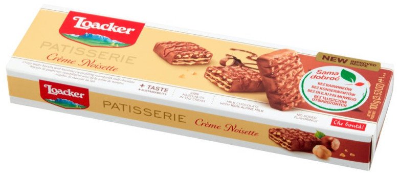 Loacker Wafelki nadziane kremem i kawałkami orzechów 100g -