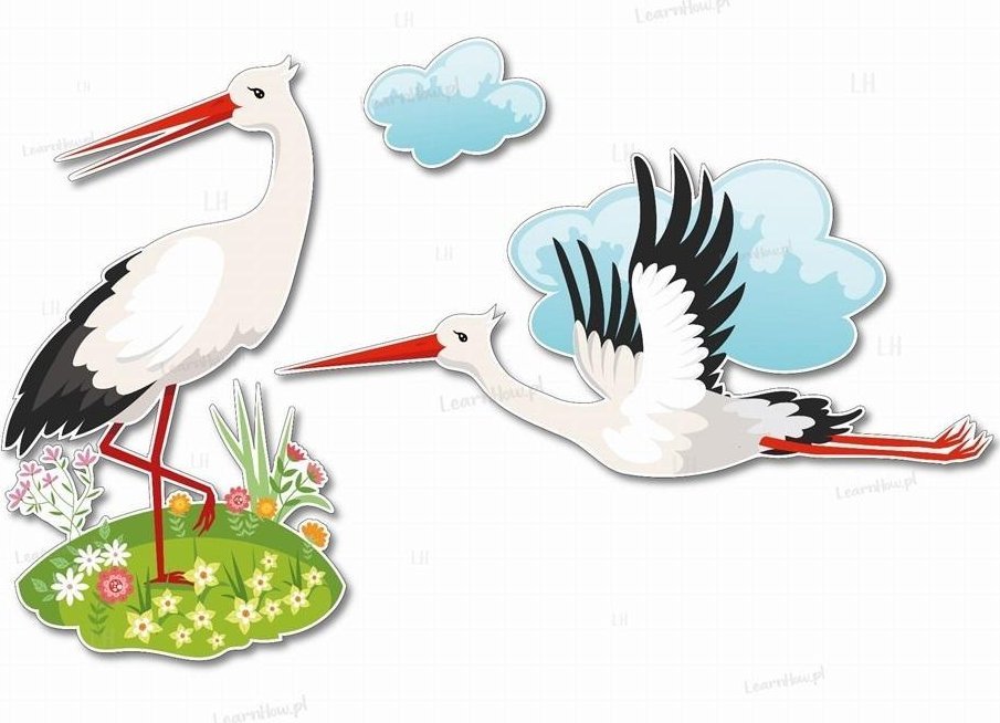 Dekoracja okienna - duże bociany