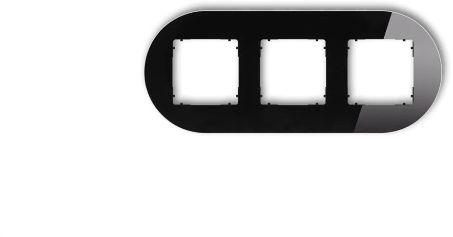 ICON Ramka uniwersalna potrójna okrągła - efekt szkła (ramka: czarna spód: czarny) 12-12-IRSO-3