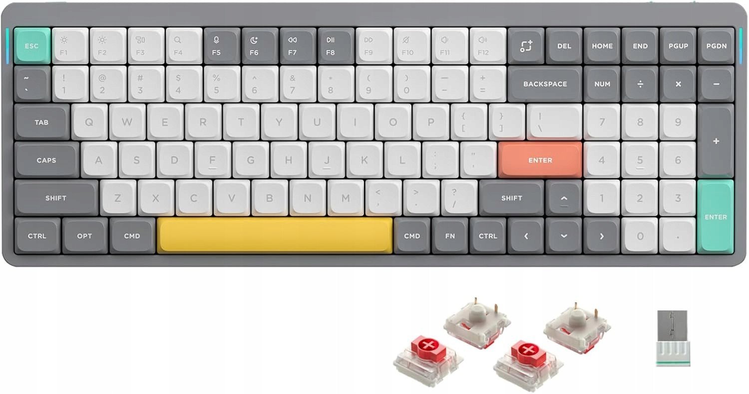 Nuphy - Air96 V2 Wireless Mechanical Keyboard - Bezprzewodowa Klawiatura Mechaniczna Slim Lunar Gray Red