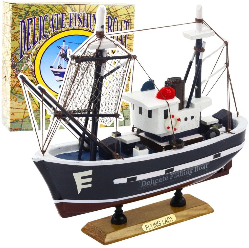 Model Kolekcjonerski Dekoracyjny Statek Kuter Rybacki Flying Lady 24x23cm