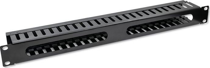 Organizer Qoltec Stalowy organizer kabli do szaf RACK 19" 24 porty 1U - czarny