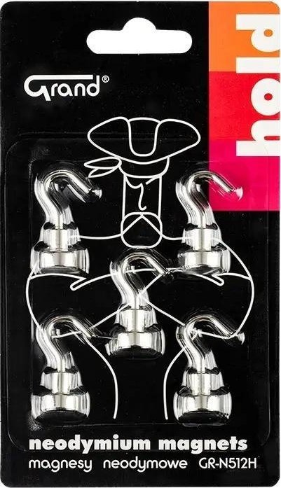 Magnesy neodymowe z haczykiem 12mm 5szt GRAND EDUKAMP