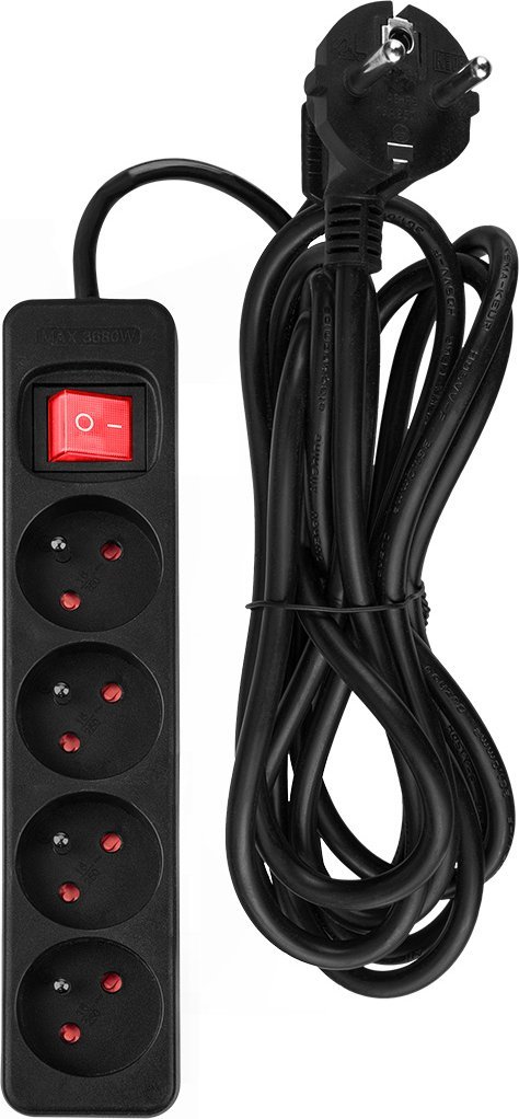 Neo Przedłużacz listwowy 3m, 3x1.5mm2, 4G, czarny, ON/OFF