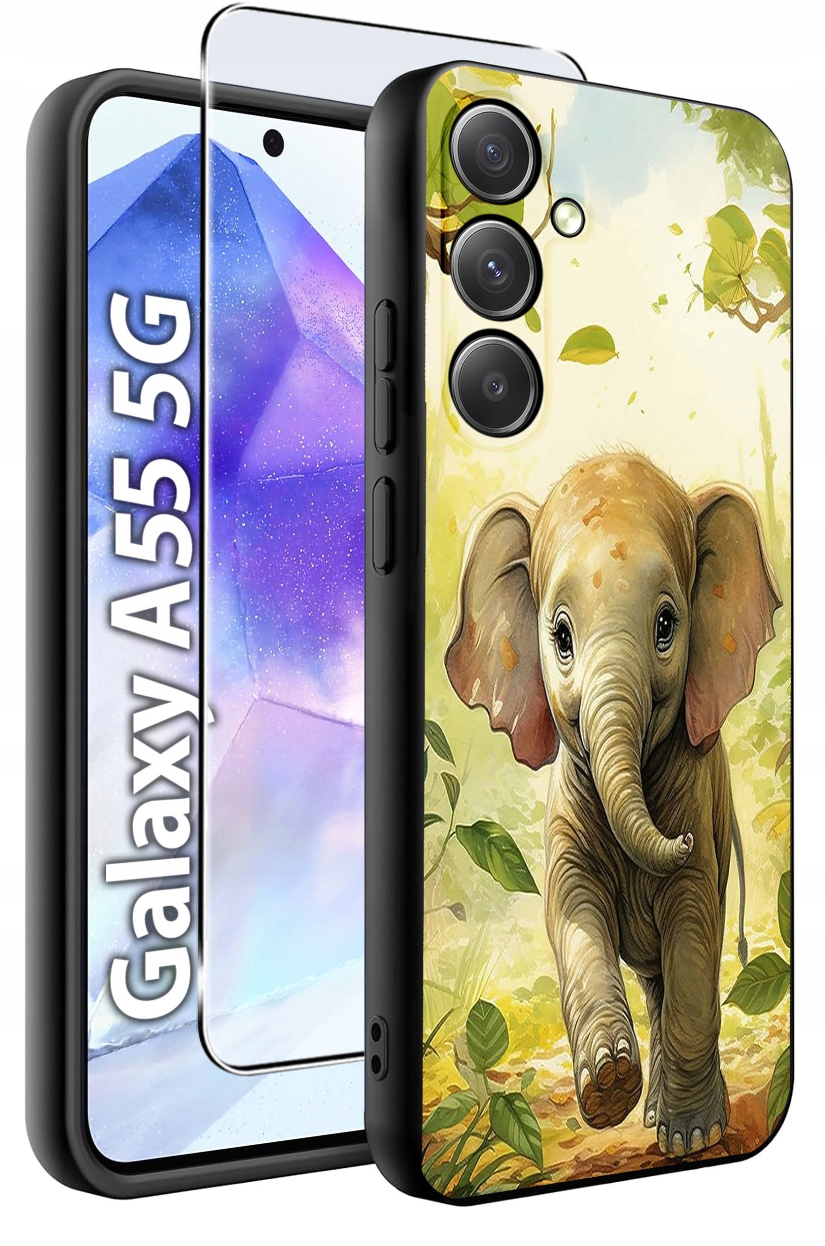 ETUI do Samsung A55 5G WZORY | SILIKONOWE MATT CASE + SZKŁO HARTOWANE 9H