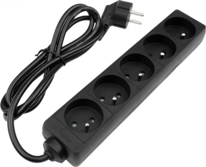 Ecolight Przedłużacz 5 gniazd 3m z/u 3x1.5mm2 czarny