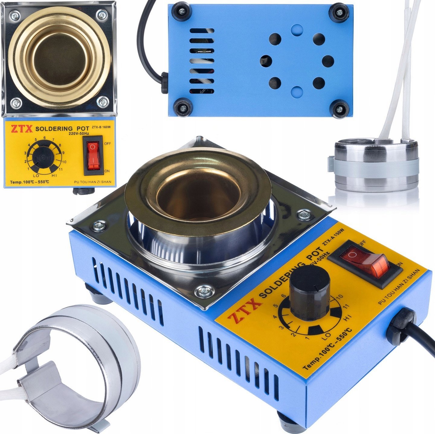 Rosfix Rosfix Tygiel lutowniczy 21-B 160W, zbiornik na cynę 50mm + Grzałka do tygla lutowniczego 21B 160W