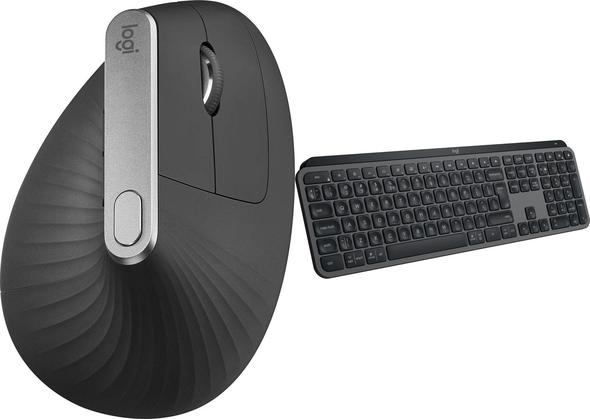 Mysz Logitech MX Vertical Ergonomic (910-005448) + MX Keys S Bezprzewodowa Graphite US (920-011587)