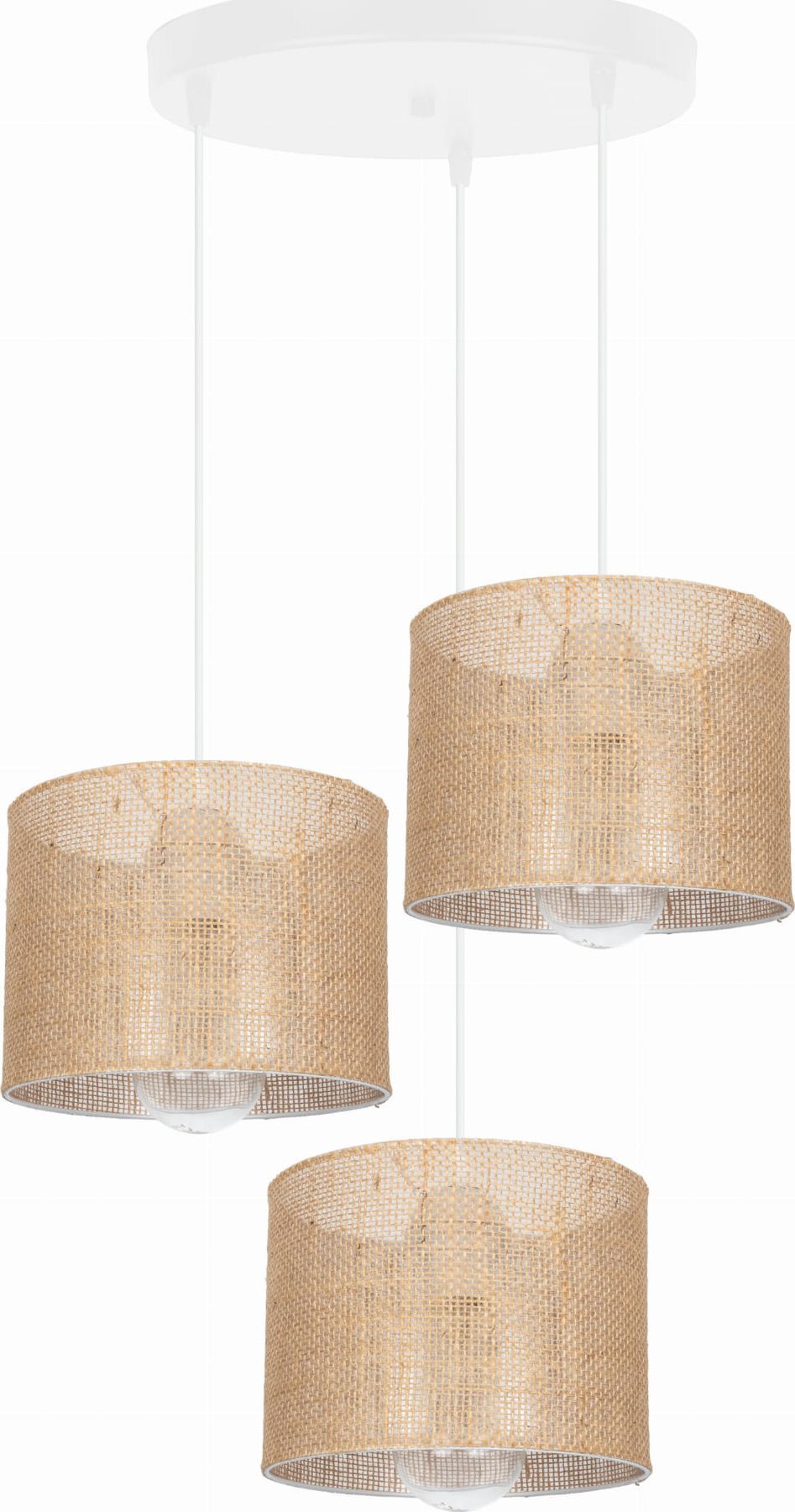 Lampa wisząca Solar Lampa wisząca plafon żyrandol BOHO len 3 żarówki biała