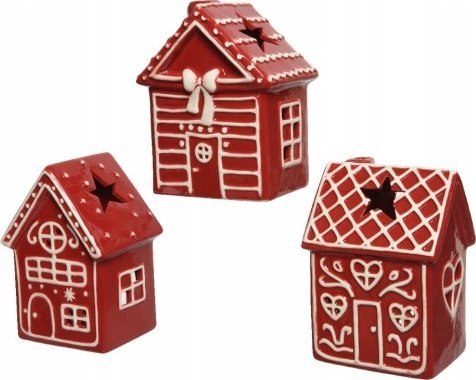 Kaemingk Świecznik figurka świąteczna czerwony domek 18 x 11 x 13 cm