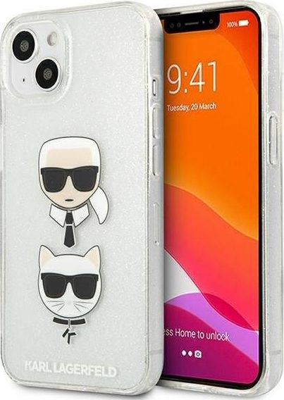 Karl Lagerfeld Karl Lagerfeld KLHCP13SKCTUGLS iPhone 13 mini 5,4" srebrny/silver hardcase Glitter Karl`s & Choupette