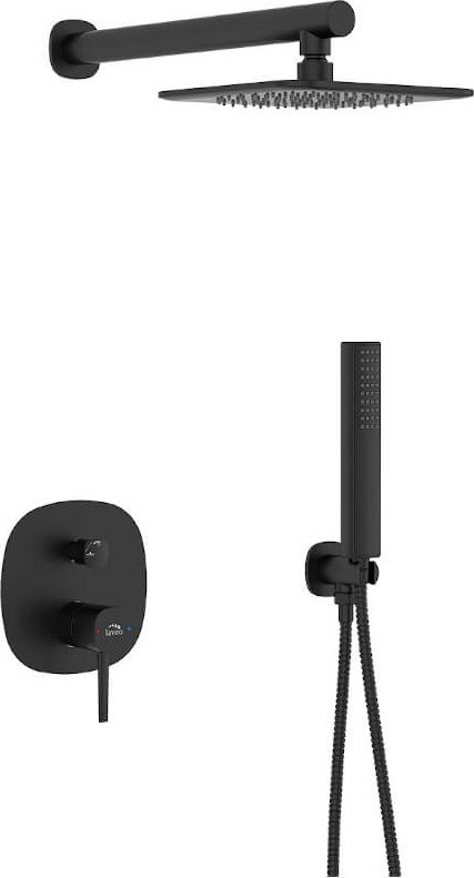 Zestaw prysznicowy Laveo Pola z baterią czarny
