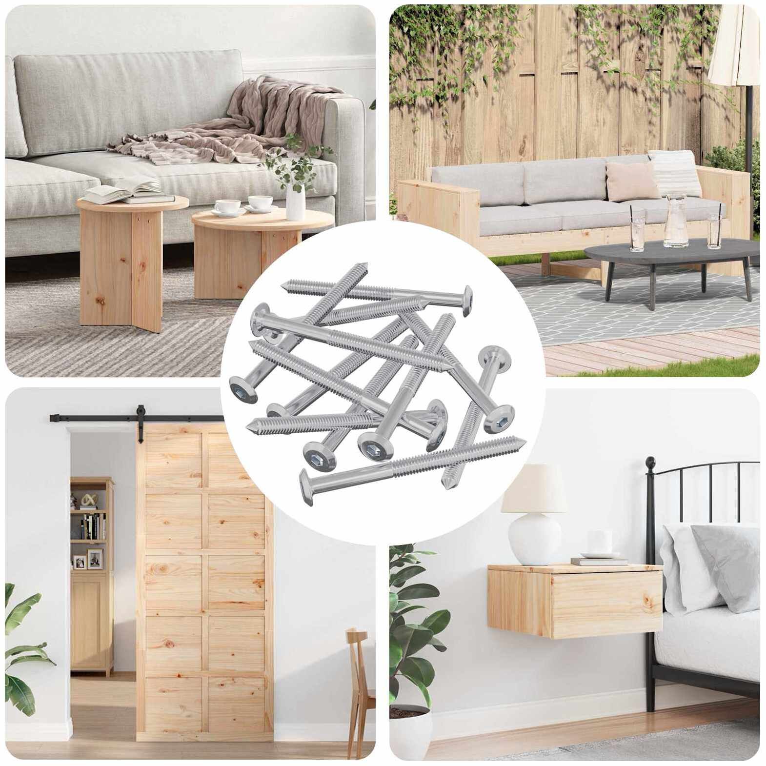 vidaXL Śruby meblowe 1200 pcs srebrny Stal