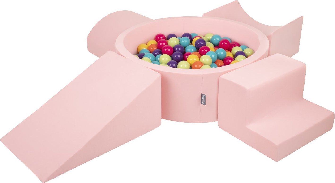 KiddyMoon KiddyMoon Piankowy plac zabaw PPZP-OK30D-115 z piłeczkami różowy: jasny zielony-żółty-turkus-pomarańcz-ciemny róż-fiolet basen 200/klin L/ra