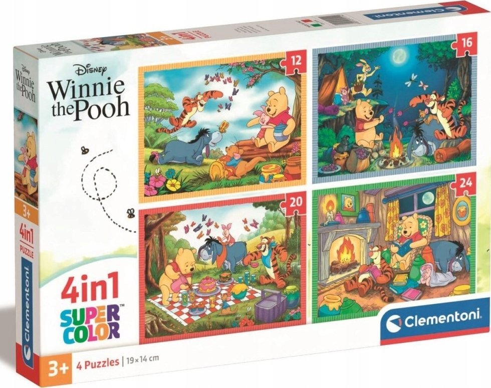 Clementoni CLE puzzle 4w1 SuperKolor Kubuś Puchatek 21514