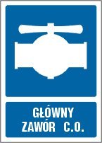 Pn. AW011 Piktogram "Główny zawór CO" - płyta PCV