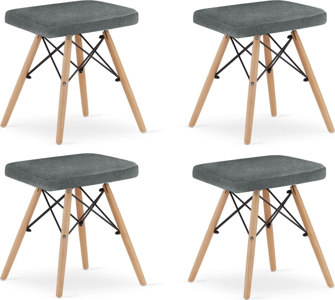 Leobert Taboret WERK - szary materiał / nogi naturalne x 4