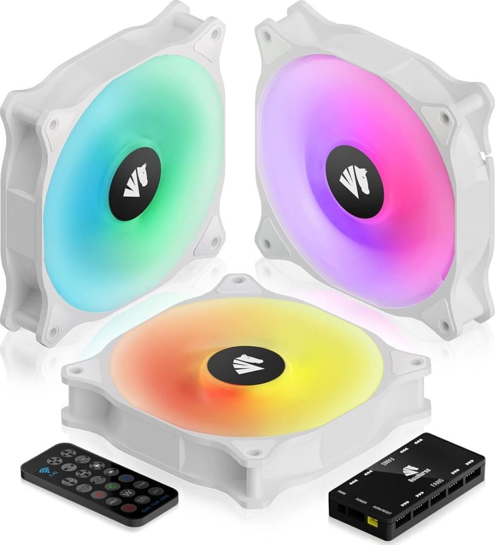 Wentylator AsiaHorse WD-001 ARGB 120mm Białe 3-pack