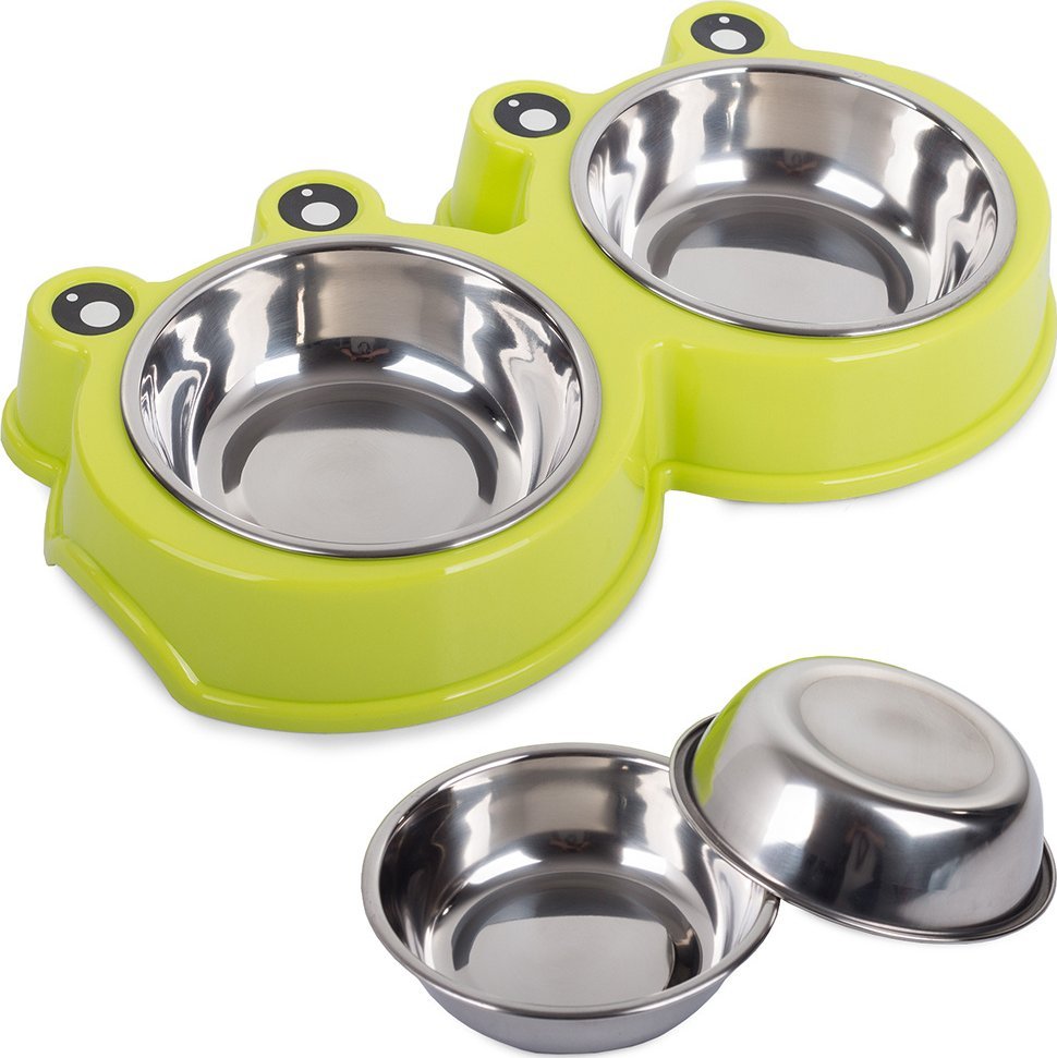 Przyjaciele Miska podwójna dla psa kota metalowa 0,175l x 2 Miska podwójna dla psa kota metalowa 0,175l x 2