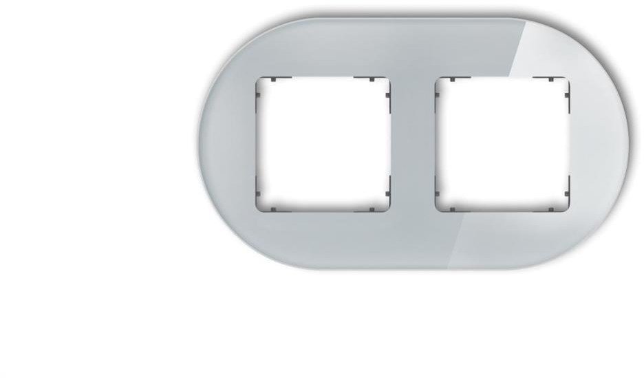 ICON Ramka uniwersalna podwójna okrągła - efekt szkła (ramka: szara spód: grafitowy mat) 15-28-IRSO-2