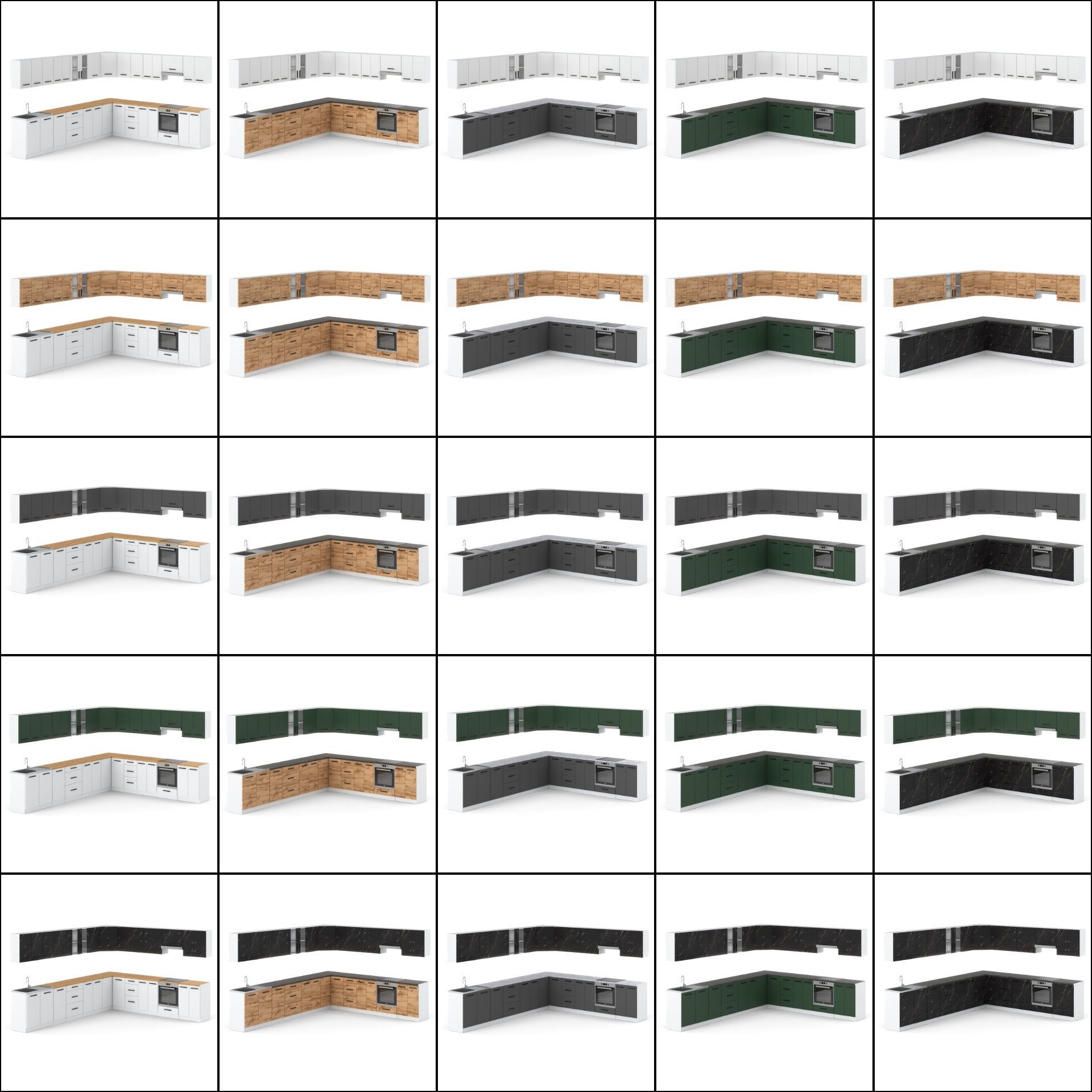 Kuchnia Nowoczesna Narożna Modułowa Blat 6.8m Biała Wotan Butelkowa Zieleń