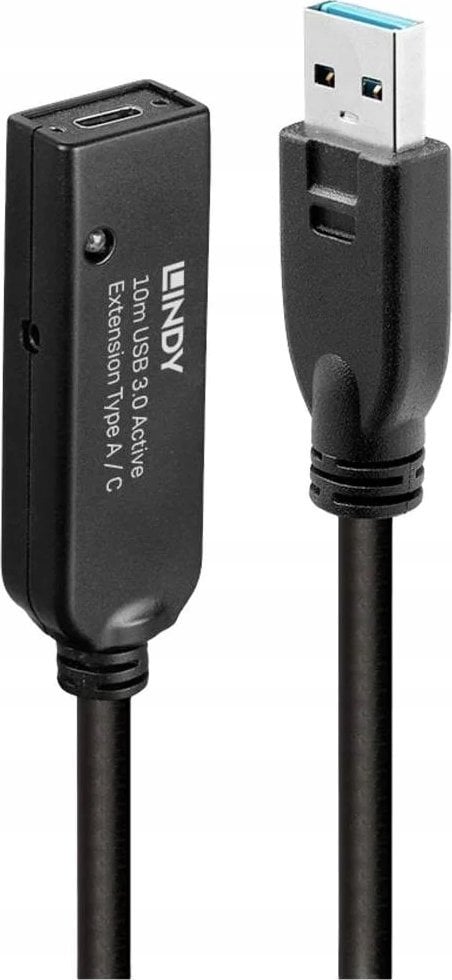 Kabel USB Lindy USB-A - USB-C 10 m Czarny (43376)