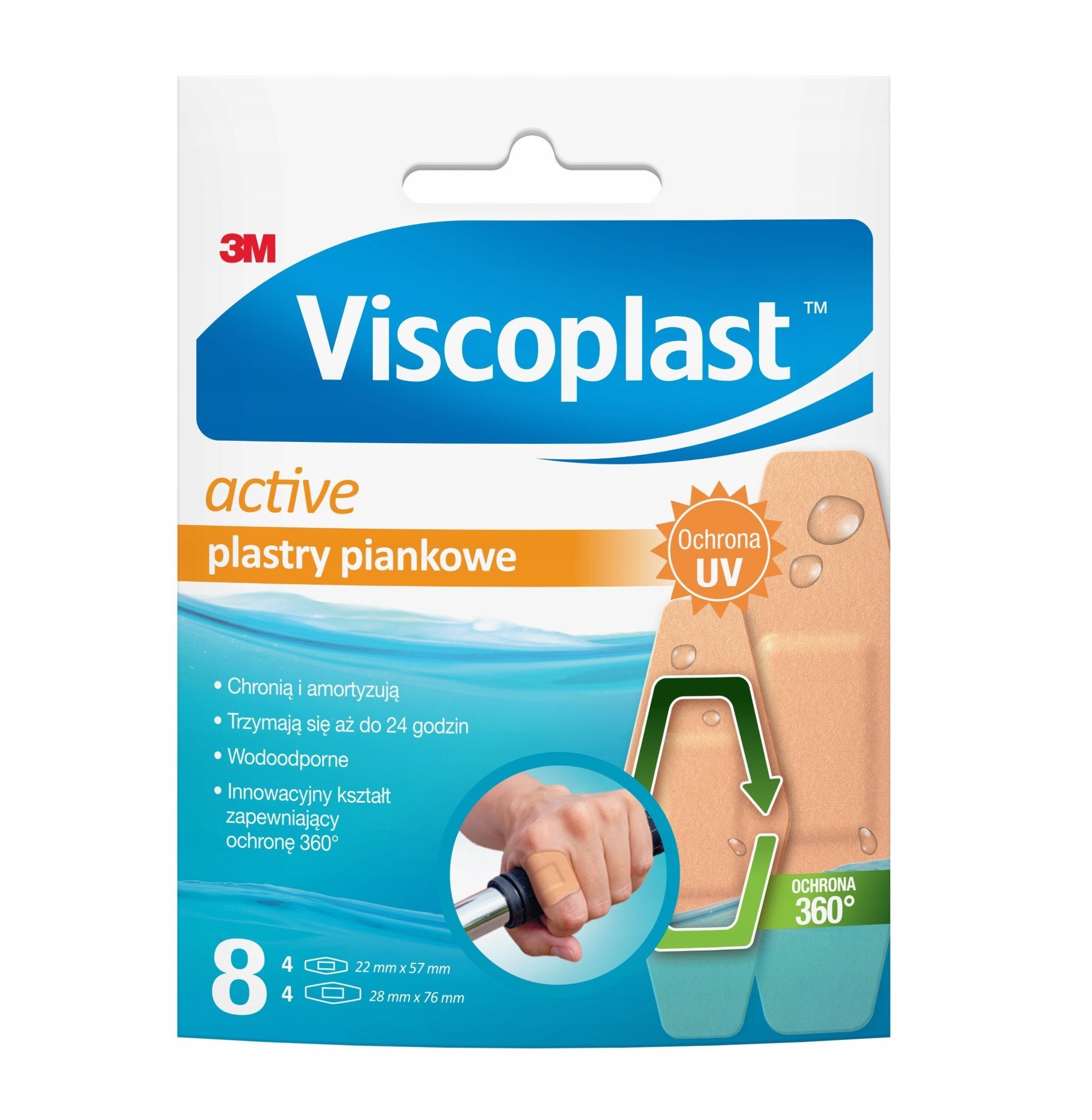 Plastry VISCOPLAST Active, piankowe, 2 rozmiary, 8 szt., kopertka