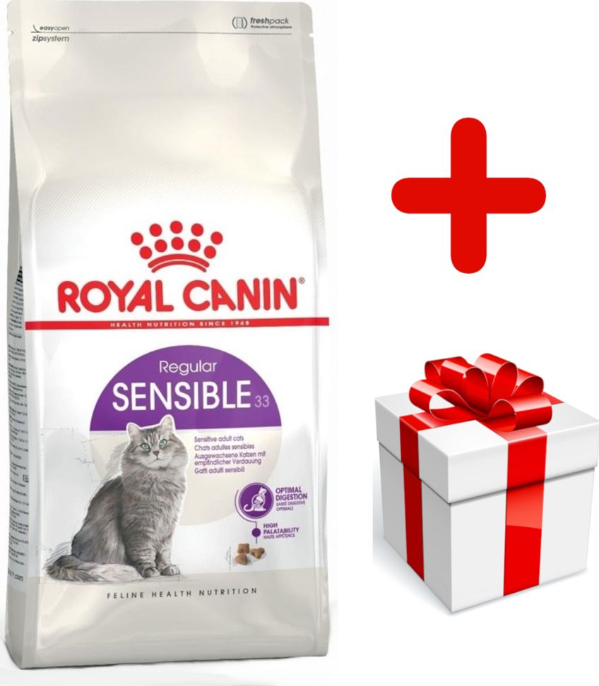 Royal Canin ROYAL CANIN Sensible 33 10kg karma sucha dla kotów dorosłych, o wrażliwym przewodzie pokarmowym + niespodzianka dla kota GRATIS!