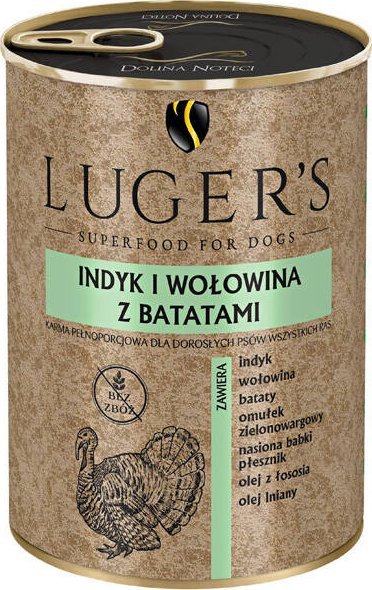 Karma mokra dla psa Lugers indyk i wołowina z batatami 400 g