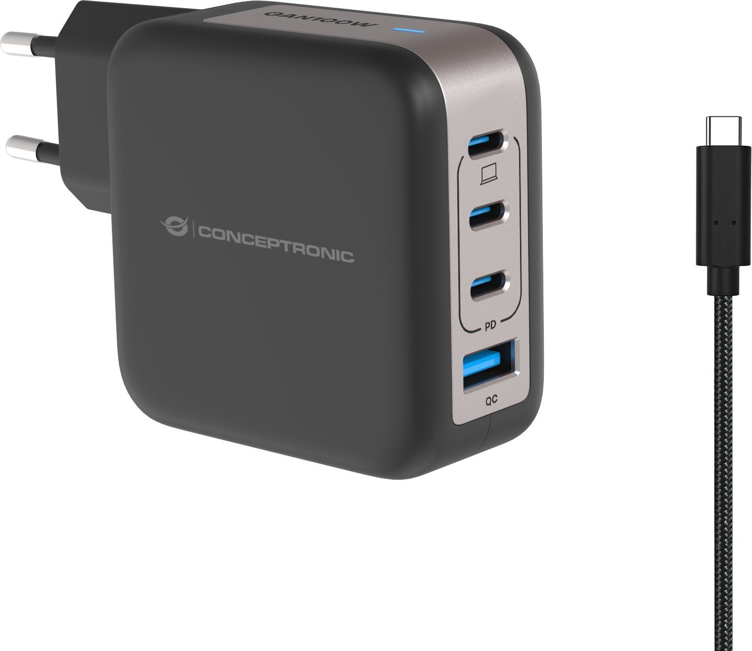 Ładowarka Conceptronic CONCEPTRONIC Ladegerät 4Port 100W,3xUSB-C,1xUSB-A 1.5m sw
