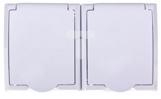 Ospel FALA Gniazdo hermetyczne podwójne z/u IP44 z przesłonami klapka biała (GNH-2HZPw)