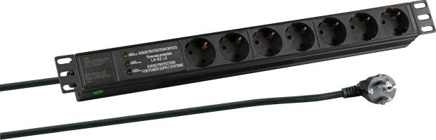 EFB EFB 19" 1HE Steckdosenleiste 7xCEE 7/3 mit SS,Alu,sw