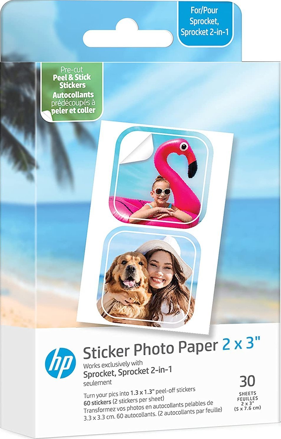 HP Wkład / Film / Papier Naklejki Do Hp Sprocket 2in1 30szt. (60 Naklejek)