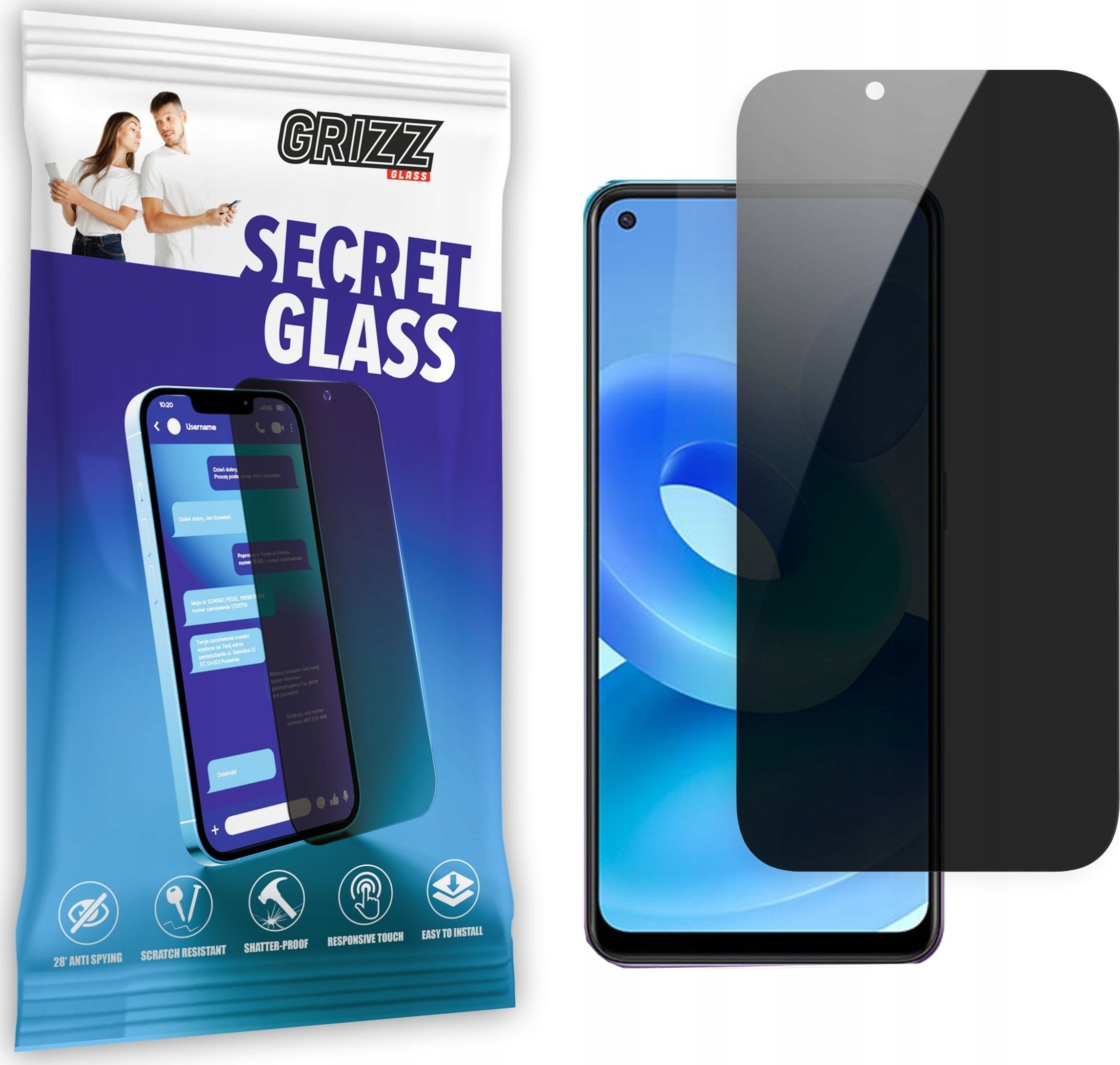 GrizzGlass Szkło prywatyzujące GrizzGlass SecretGlass Oppo A95 5G