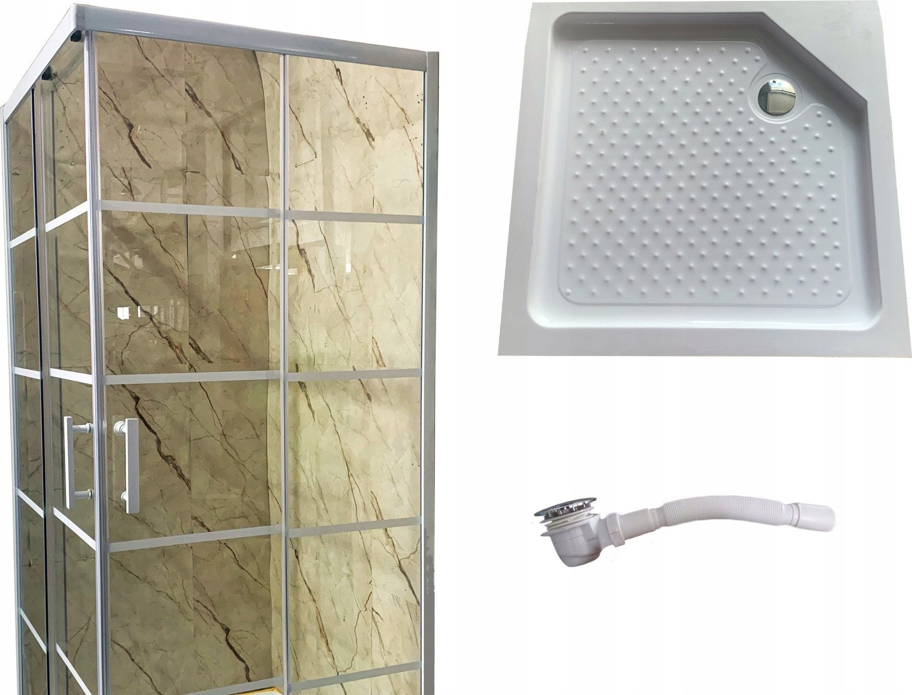 Toule Kabina prysznicowa 80x80 biała Loft 198cm brodzik