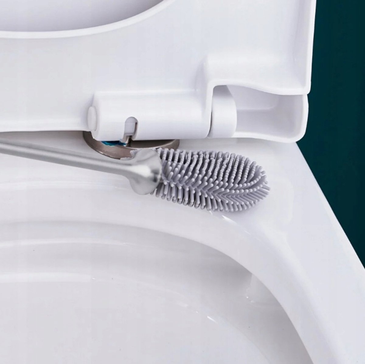 QIKtech Szczotka do wc silikonowa antybakteryjna wisząca zestaw 2w1 ociekacz