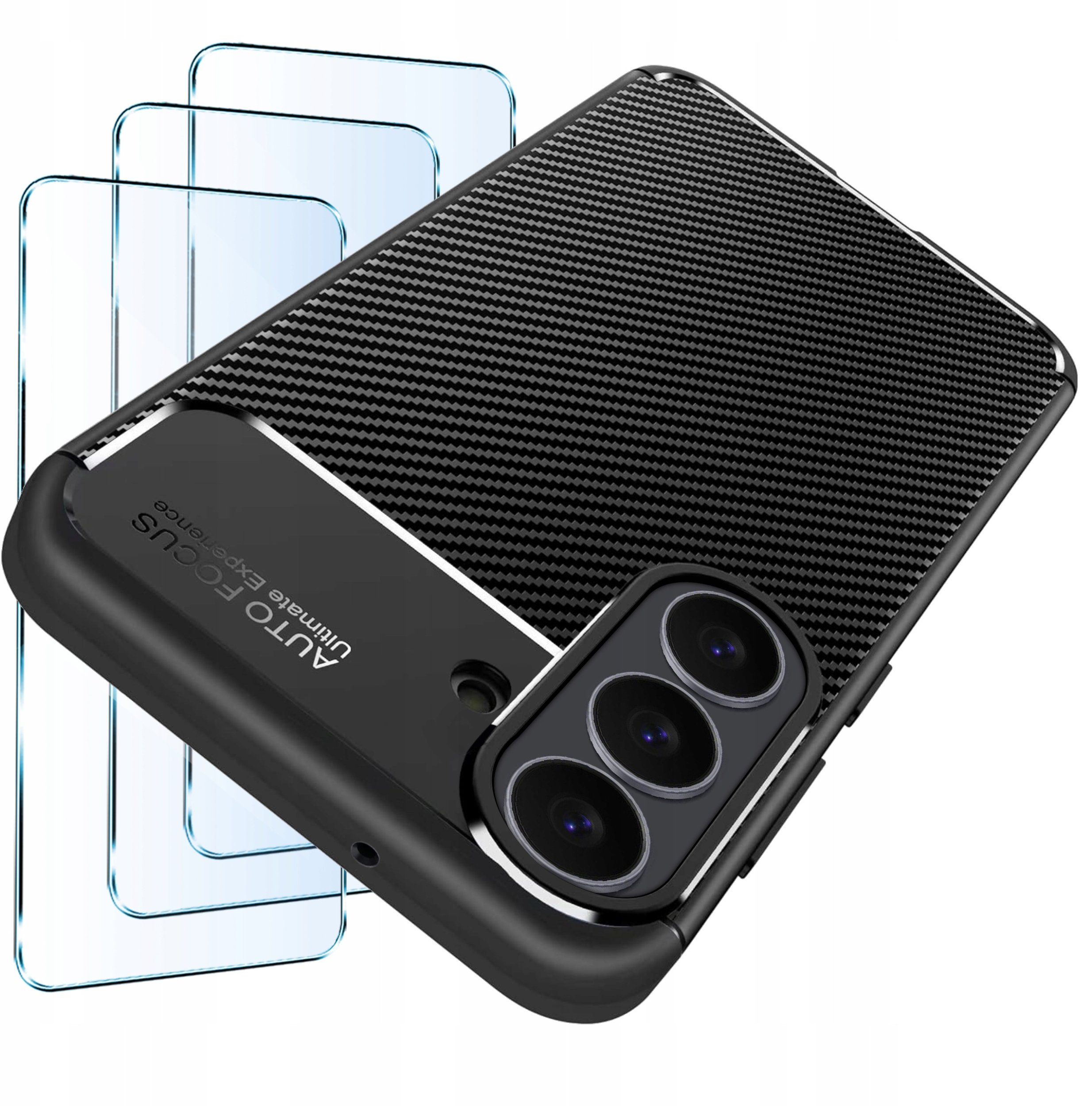 ZESTAW Etui do Samsung S25 FE Pancerne Carbon CASE + 3 SZTUKI SZKŁO