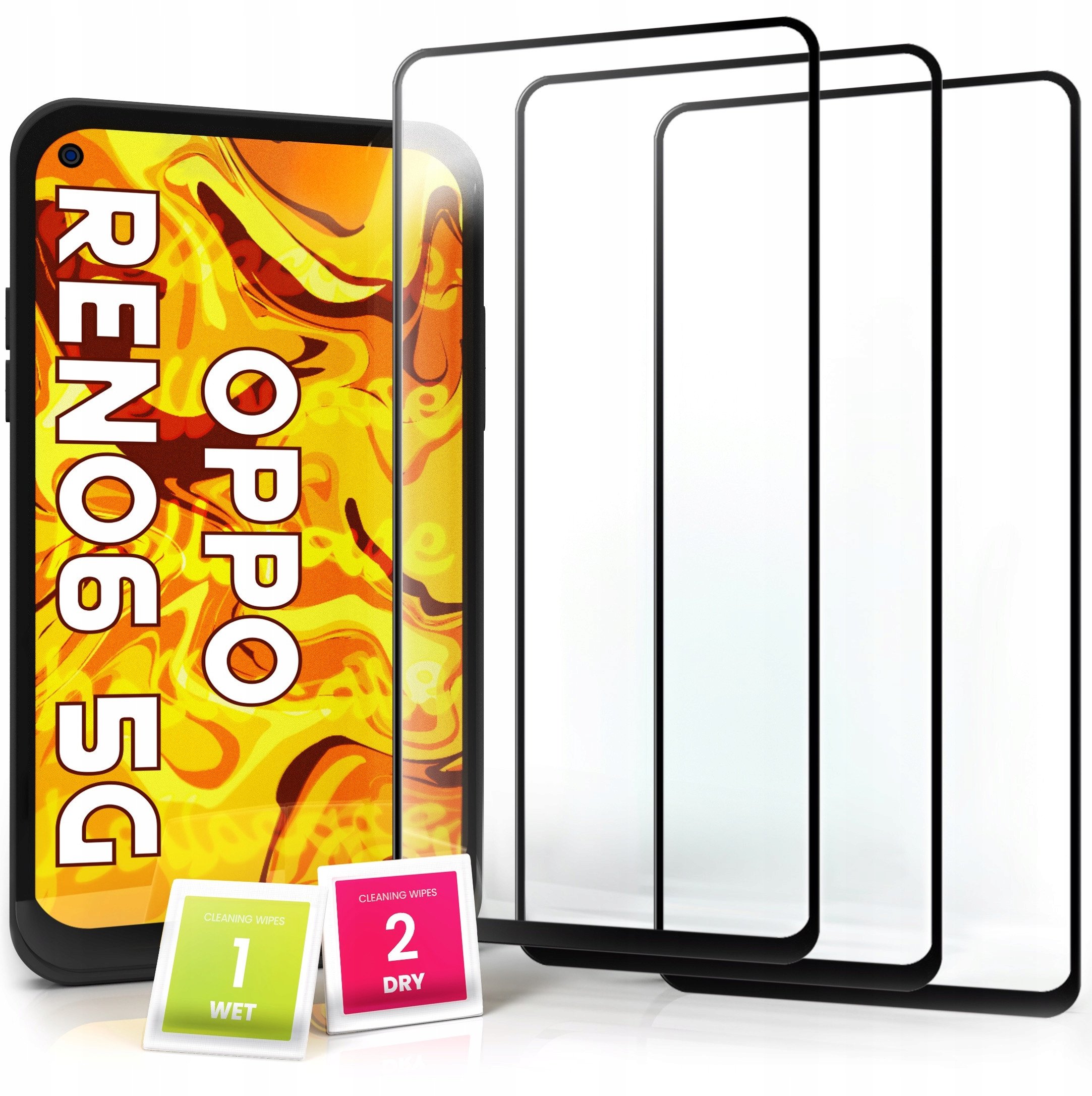 3-PAK Szkło Hartowane do Oppo Reno6 5G (Szybka 9H, Pełne 5D, Ochronne)