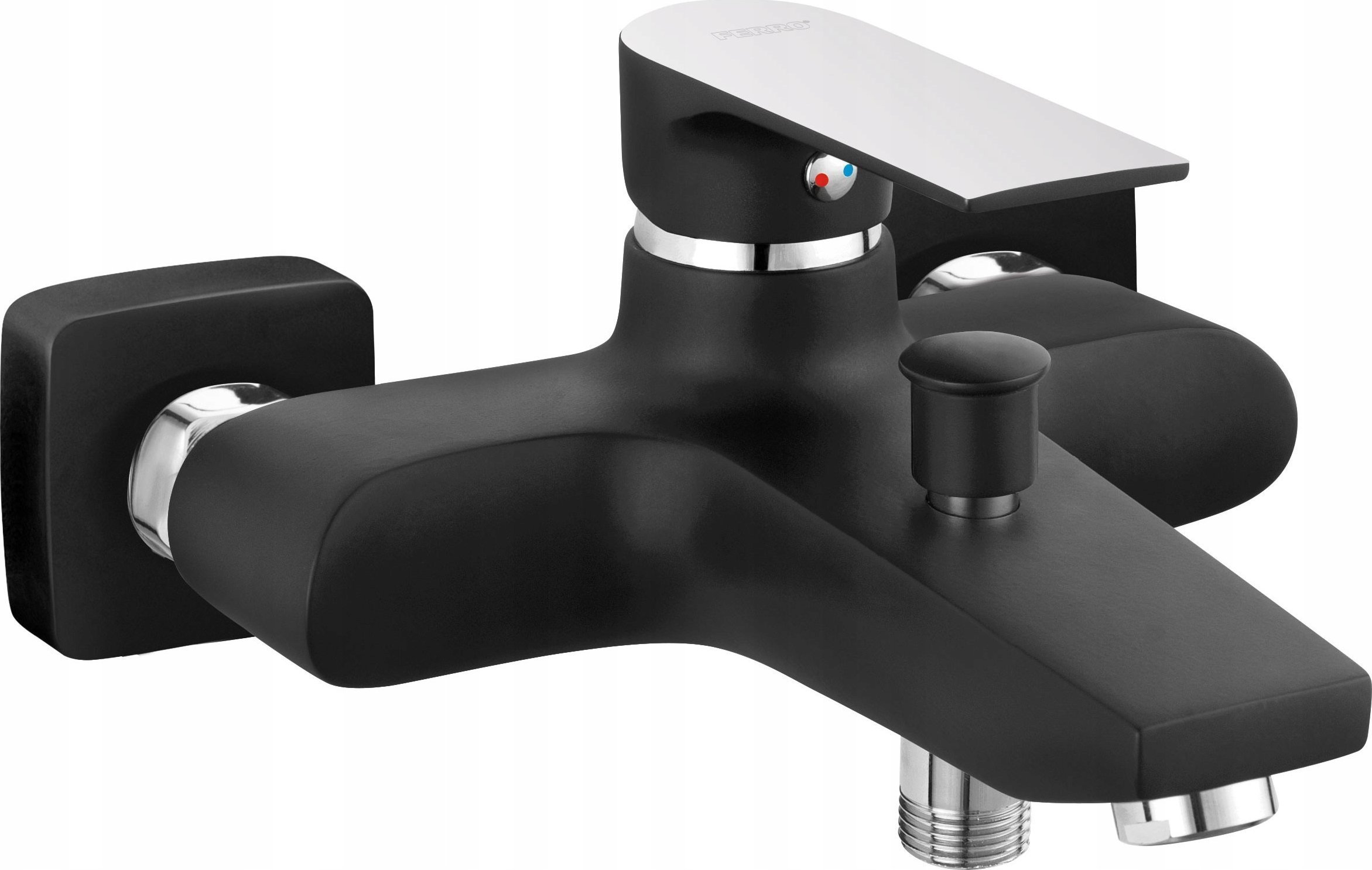 Bateria wannowa Ferro BAT. ALGEO SQUARE WANNOWA ŚCIENNA,BEZ NATRYSKU,CZARNY-CHROM FERRO // BF.BAQ1BLC