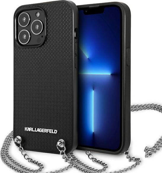 Karl Lagerfeld KLHCP13LPMK iPhone 13 Pro / 13 6,1" hardcase czarny/black Leather Textured and Chain