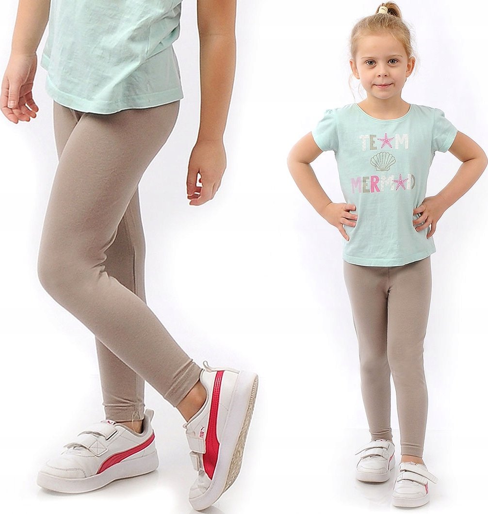 Legginsy dziecięce długie bawełniane klasyczne Beżowe 134