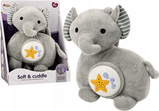 LeanToys Słonik Pluszowy Projektor Usypiacz Słoń Szary Przytulanka Gwiazdy Melodie