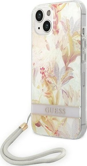 Guess Etui Guess do iPhone 14 Plus 6,7" fioletowy/purple hardcase Flower Strap