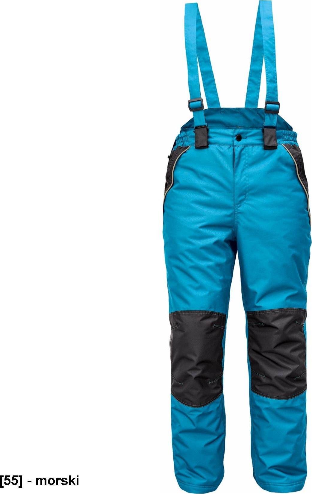 CERVA CREMORNE spodnie zimowe - męskie zimowe spodnie z odpinanymi szelkami, 100% poliester - morski 4XL