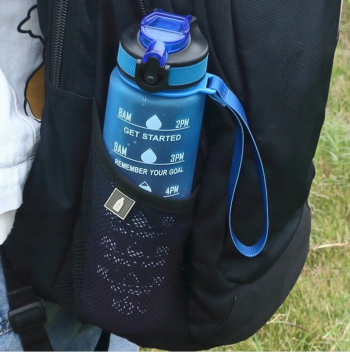 Bidon Motywacyjny 1000 ml Sportowy 1L Butelka na Wodę Fiolet-Niebieski-Żółty