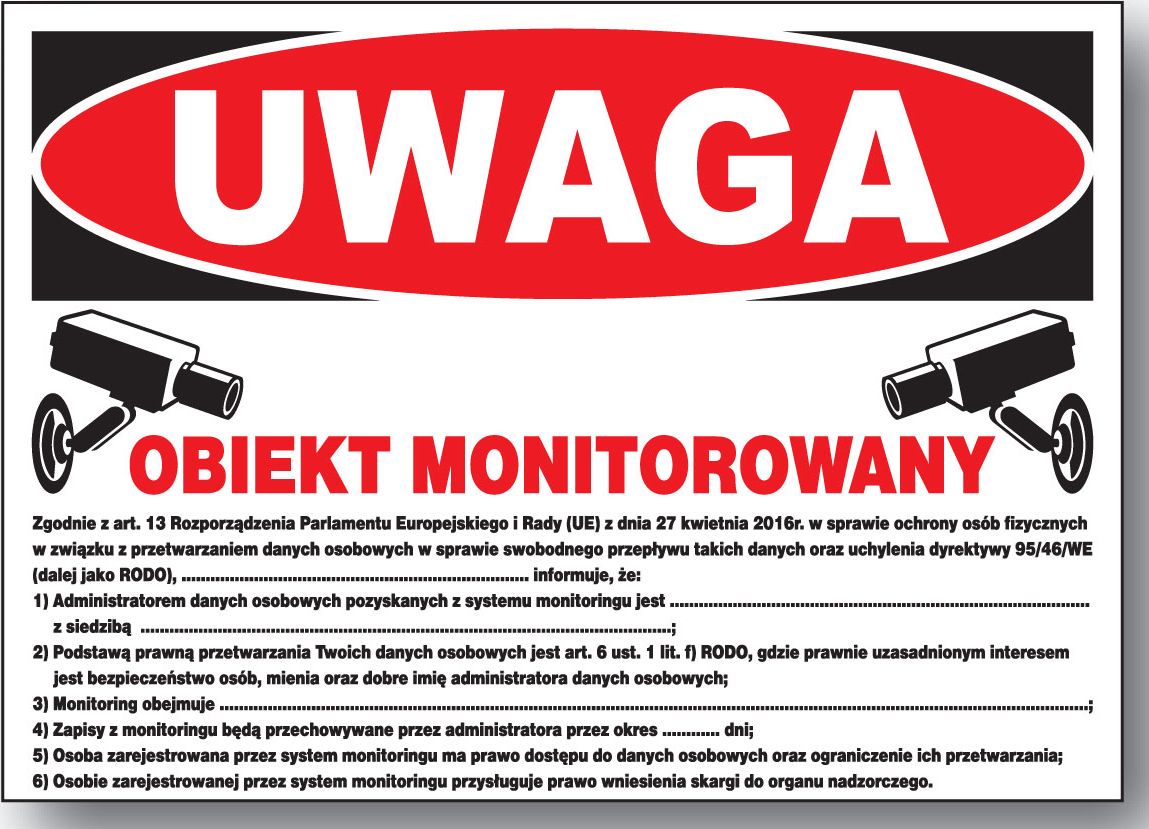 Mój dom Zi-57 - Tablica - Uwaga Obiekt Monitorowany - Rodo