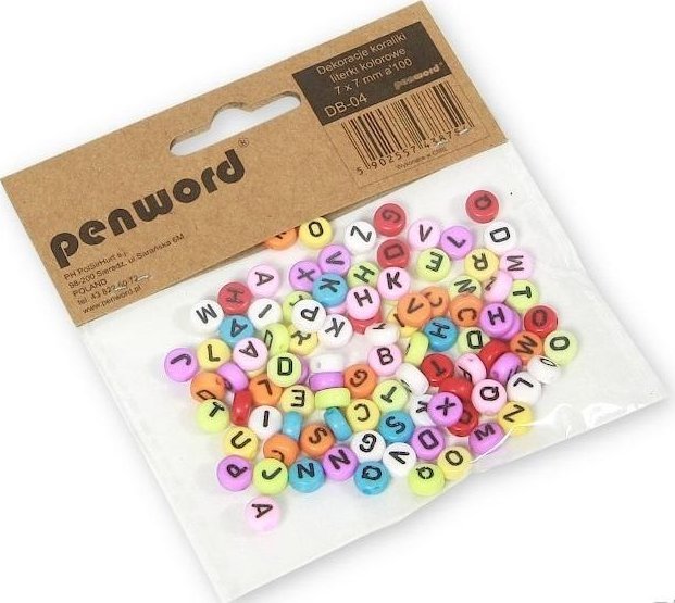 Koraliki literki rolorowe 7x7mm 100szt