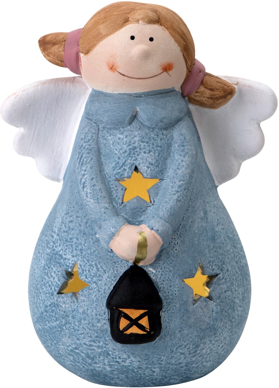 Figurka ozdobna świecąca Aniołek niebieski 19 cm