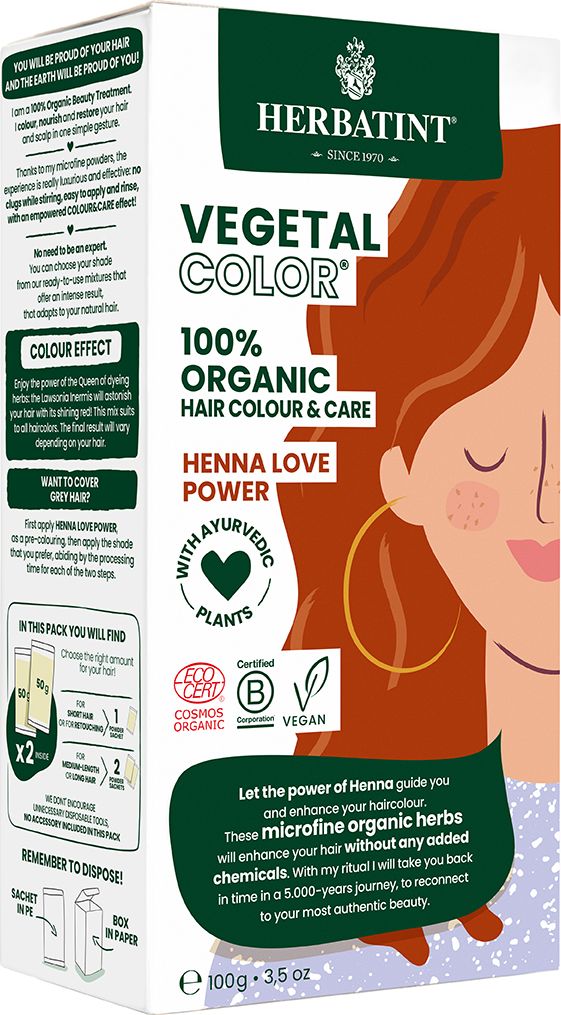 Herbatint Farba do włosów Herbatint Vegetal Color 100% ORGANIC Henna Love Power - Czerwień Henny