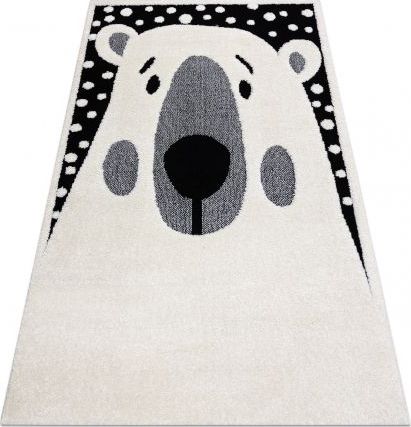 Dywany Łuszczów Dywan dziecięcy JOY Teddy miś, dla dzieci - Strukturalny, dwa poziomy runa krem / czarny, 120x170 cm